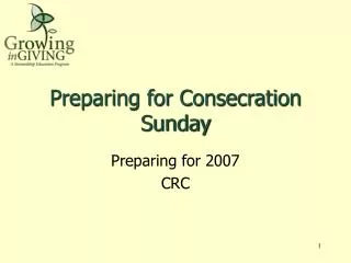 Preparing for Consecration Sunday