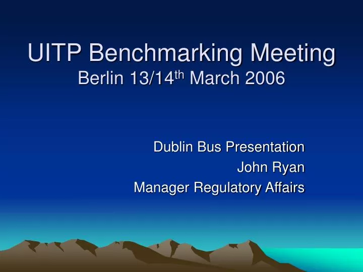 uitp benchmarking meeting berlin 13 14 th march 2006