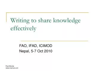 Writing to share knowledge effectively