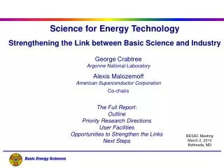 Science for Energy Technology Strengthening the Link between Basic Science and Industry