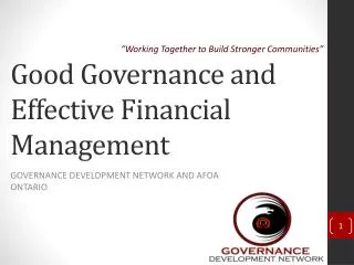 Good Governance and Effective Financial Management