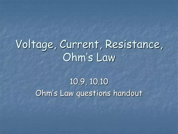 voltage current resistance ohm s law