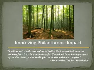 Improving Philanthropic Impact
