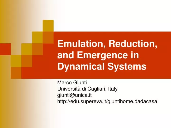 emulation reduction and emergence in dynamical systems