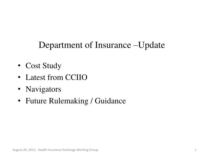 department of insurance update