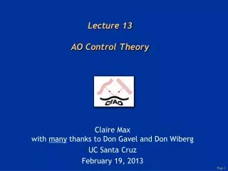 Lecture 13 AO Control Theory