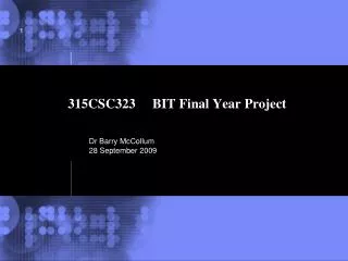 315CSC323 BIT Final Year Project