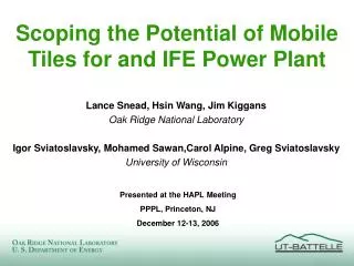 Scoping the Potential of Mobile Tiles for and IFE Power Plant