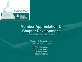 Member Appreciation &amp; Chapter Development - LUNCHEON MEETING -