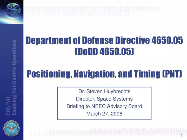 department of defense directive 4650 05 dodd 4650 05 positioning navigation and timing pnt