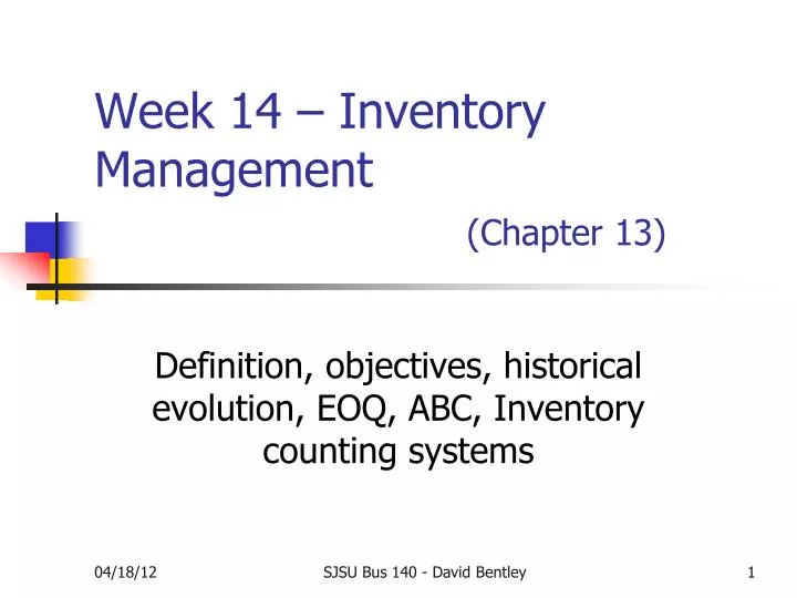 week 14 inventory management chapter 13