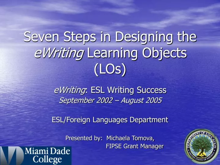 seven steps in designing the ewriting learning objects los