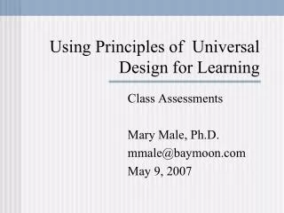 Using Principles of Universal Design for Learning