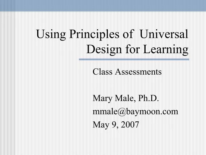 using principles of universal design for learning
