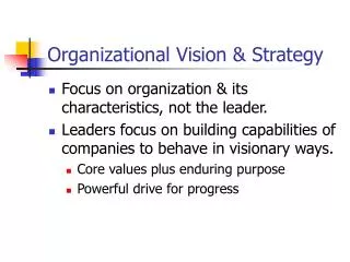 Organizational Vision &amp; Strategy