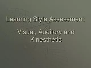 Learning Style Assessment