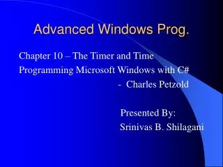 Advanced Windows Prog.