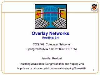 Overlay Networks Reading: 9.4