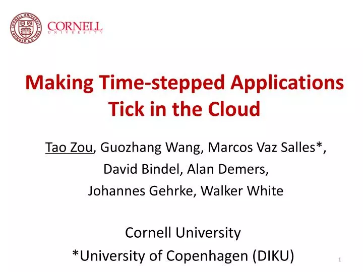 making time stepped applications tick in the cloud