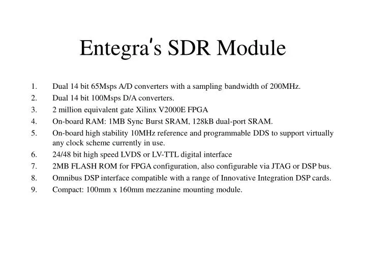 entegra s sdr module