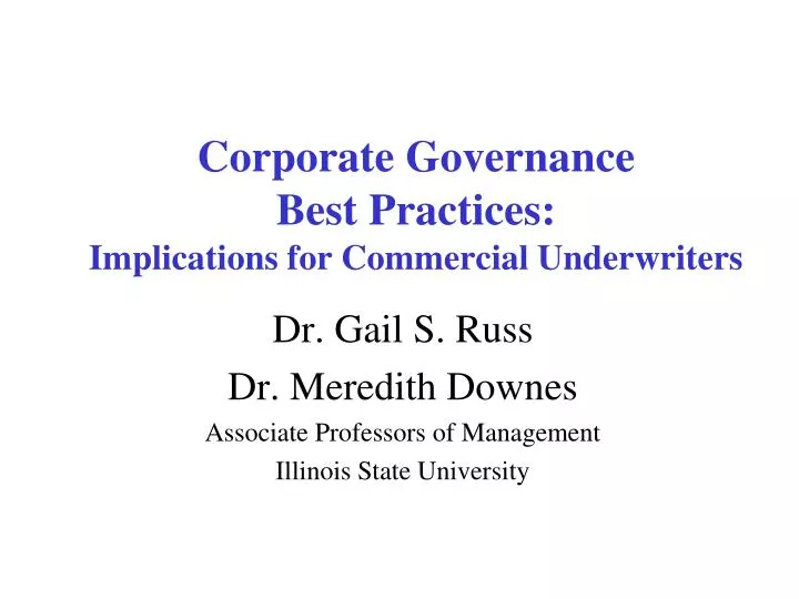 corporate governance best practices implications for commercial underwriters