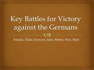Key Battles for Victory against the Germans