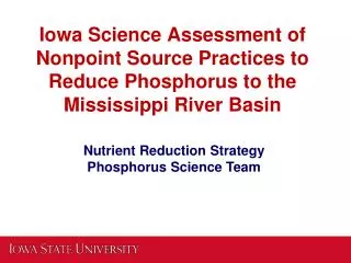 Nutrient Reduction Strategy Phosphorus Science Team