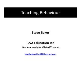 Teaching Behaviour