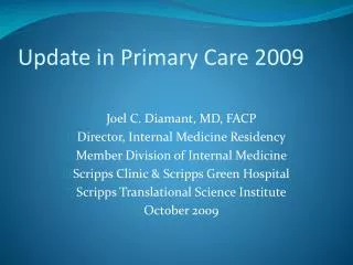 Update in Primary Care 2009