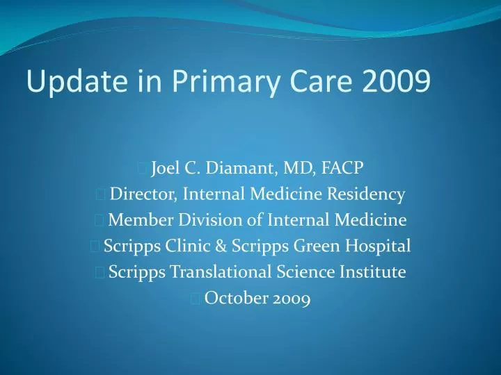 update in primary care 2009