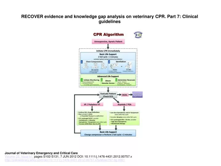 recover evidence and knowledge gap analysis on veterinary cpr part 7 clinical guidelines
