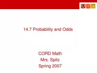 14.7 Probability and Odds