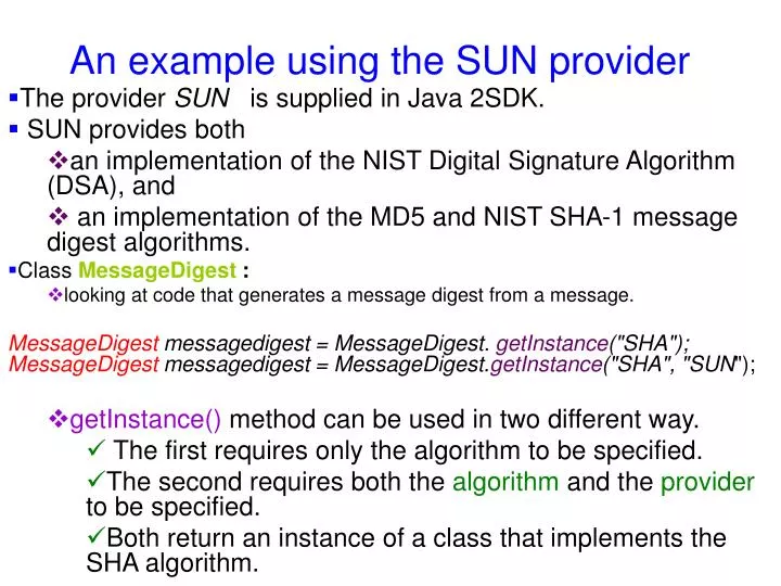 an example using t he sun provider