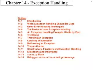 Chapter 14 - Exception Handling