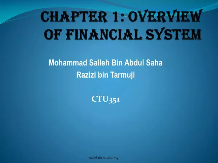 chapter 1 overview of financial system