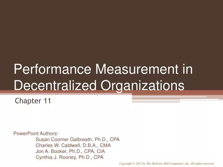 performance measurement in decentralized organizations