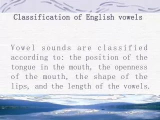 Classification of English vowels