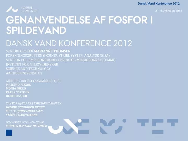 genanvendelse af fosfor i spildevand dansk vand konference 2012