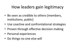 How leaders gain legitimacy