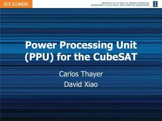 Power Processing Unit (PPU) for the CubeSAT