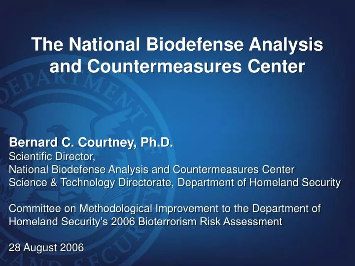 the national biodefense analysis and countermeasures center