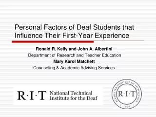 Personal Factors of Deaf Students that Influence Their First-Year Experience
