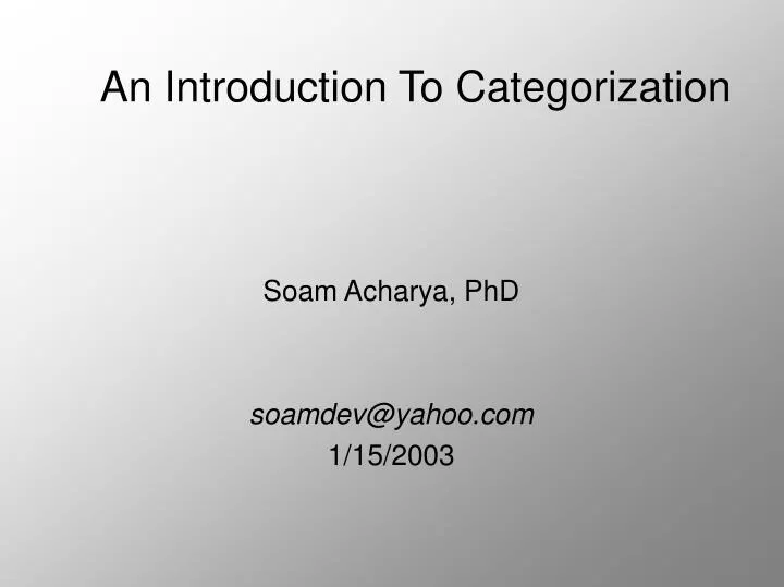 an introduction to categorization