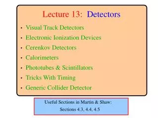 Lecture 13: Detectors