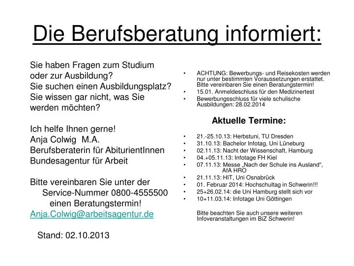 die berufsberatung informiert