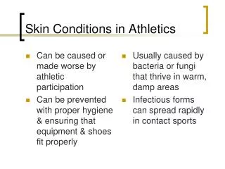 Skin Conditions in Athletics