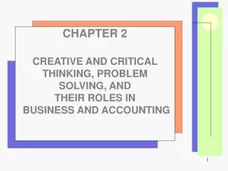 CHAPTER 2 CREATIVE AND CRITICAL THINKING, PROBLEM SOLVING, AND THEIR ROLES IN
