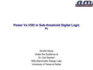 Power Vs VDD in Sub-threshold Digital Logic By