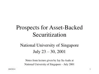 Prospects for Asset-Backed Securitization