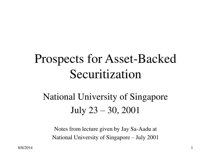 prospects for asset backed securitization